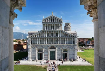 Papier Peint photo autocollant Tour de Pise Pisa Toskana - Dom Westfassade - Blick vom Baptisterium