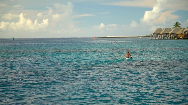 Resort Lagoon View Of Outrigger Canoe Tahiti Pacific 