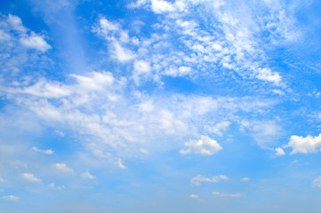 Naklejka na ściany i meble Cumulus clouds in the blue sky. A bright sunny day