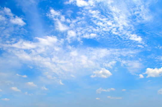 Cumulus clouds in the blue sky. A bright sunny day