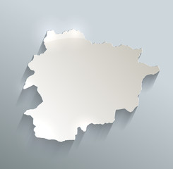 Andorra map blue white card paper 3D raster