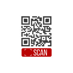 QR code button application with scan me sign icon template. App for web and mobile systems interface. vector illustration isolated on white background.