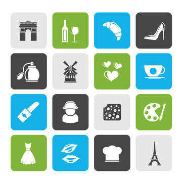 France culture and industry icons  - vector icon set