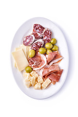 cold meat and cheese on a plate