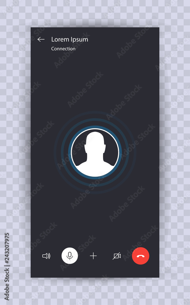 Poster skype call screen template. mobile skype layout, mockup skype. ui,ux,kit interface. call screen smar