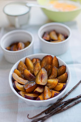 Cooking plum clafoutis