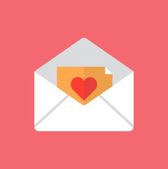 Valentine's day card flat design.Letter with heart.airmail envelope vector.Love symbol 