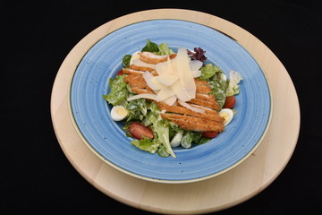 salad with tomatoes, smoked ham,cheese and mayonnaise