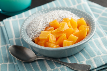 Chia seeds with yogurt and persimmon dessert