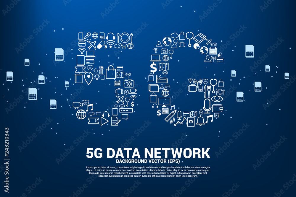 Aufkleber 5G Data technology from online function icon. Concept for mobile telecommunication global network.