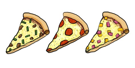 Pizza slices draw isolated