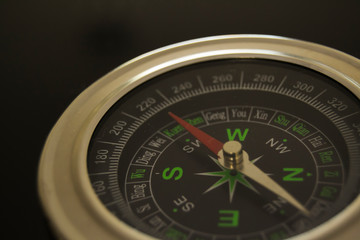 compass in close with black background