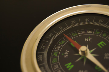 compass in close over a black background