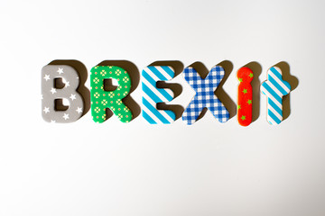 Word brexit written with magnets.