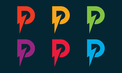 Letter P Electric Simple Monogram Logo