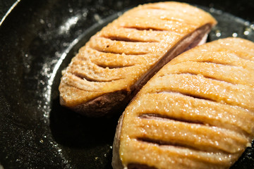 Duck breast in a pan
