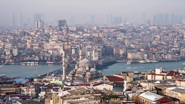 traffic on Galata bridge, Istanbul, time lapse