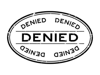 Grunge black denied word oval rubber seal stamp on white background