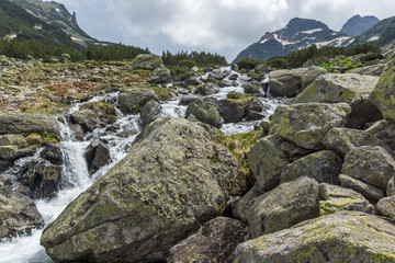 Summer landscape of Malyovitsa peak and Malyoviska river, Rila Mountain, Bulgaria
