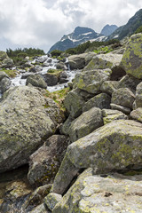 Summer landscape of Malyovitsa peak and Malyoviska river, Rila Mountain, Bulgaria