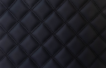 black leather Mat with straight stitching soft leather machine foot textured pattern collection concept background fabric business