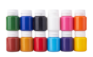 Color gouache jars and color acrylic paints