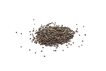 Pile of tiny black and white chia seeds