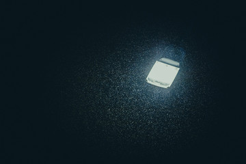 Night street light in the rain