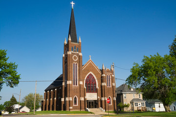 Beautiful brick constructed church in small Midwest town.  LaSalle, Illinois, USA