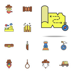 treasure map colored icon. Wild West icons universal set for web and mobile