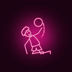 soccer player with ball icon. Elements of Soccer in action in neon style icons. Simple icon for websites, web design, mobile app, info graphics