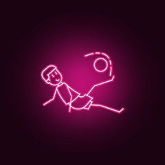 kick kicker icon. Elements of Soccer in action in neon style icons. Simple icon for websites, web design, mobile app, info graphics