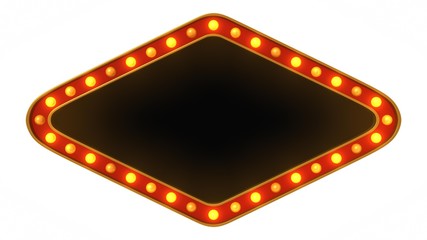 Red marquee gold light board sign retro on white background. 3d rendering