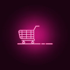 shopping trolley outline icon. Elements of Mall Shopping center in neon style icons. Simple icon for websites, web design, mobile app, info graphics