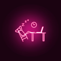 sleep at work outline icon. Elements of Lazy in neon style icons. Simple icon for websites, web design, mobile app, info graphics