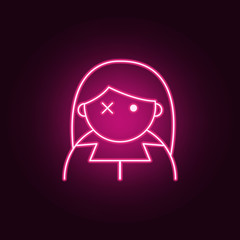 Halloween doll icon. Elements of Halloween in neon style icons. Simple icon for websites, web design, mobile app, info graphics