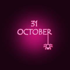 31 October decorative word icon. Elements of Halloween in neon style icons. Simple icon for websites, web design, mobile app, info graphics
