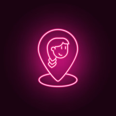 the location of a friend icon. Elements of Friendship in neon style icons. Simple icon for websites, web design, mobile app, info graphics