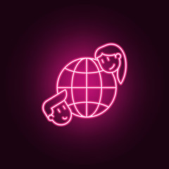 global friendship icon. Elements of Friendship in neon style icons. Simple icon for websites, web design, mobile app, info graphics