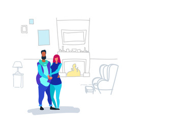 Couple in love man woman embracing standing