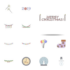 Merry Christmas word colored icon. Christmas holiday icons universal set for web and mobile