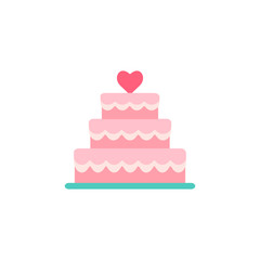 Stacked wedding cake dessert with heart.