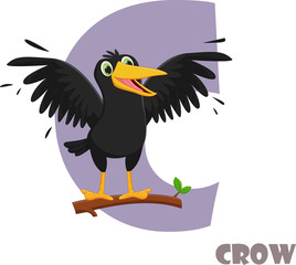 Cute Animal Zoo Alphabet. Letter C for crow