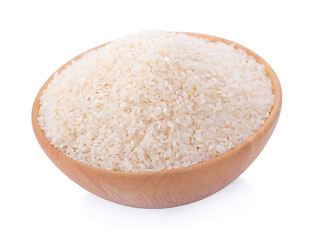 Bowl of rice isolated on white background