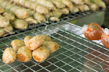 Deep Fried Crab meat roll, Chinese food for appetizer, street food in Thailand.