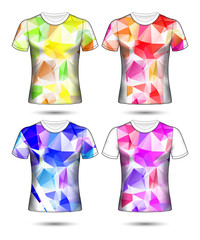  t-shirt templates abstract geometric collection of different colors polygonal mosaic