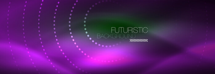 Vector purple neon dotted circle background