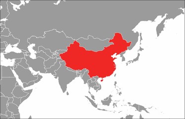 China map on gray base