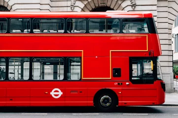 Door stickers London red bus Red double decker bus in London