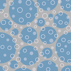 Seamless vector geometric pattern with circles in blue colors on gray background